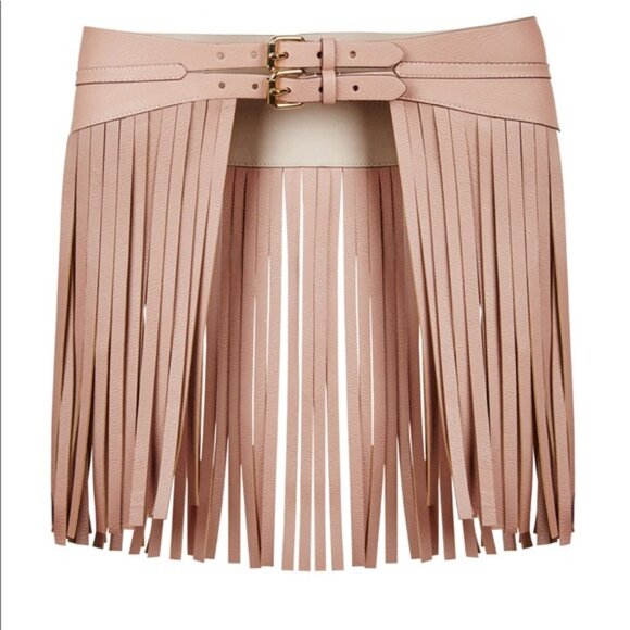 BCBGMax Azria Fringe Contour Waist Belt - Blush Nude Pink Size M - Picture 3 of 13